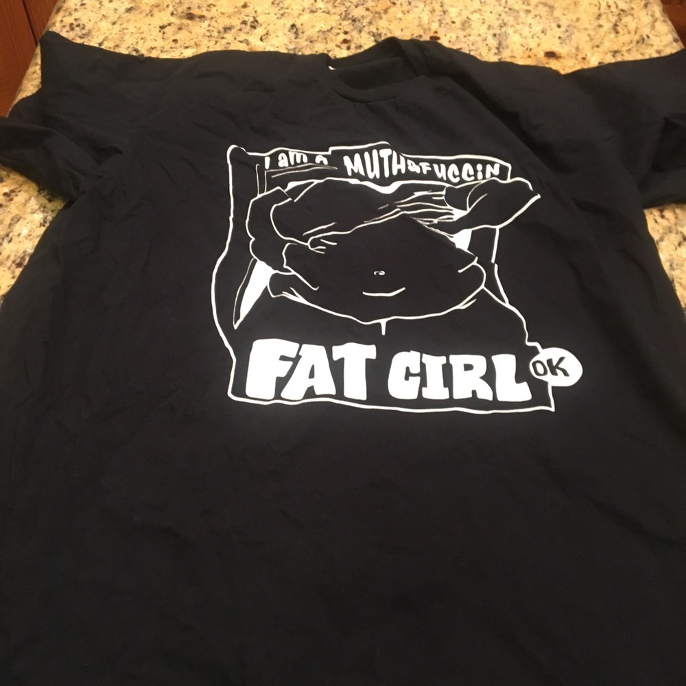 I Am a Muthafuccin Fat Girl Large tee shirt black port & company brand